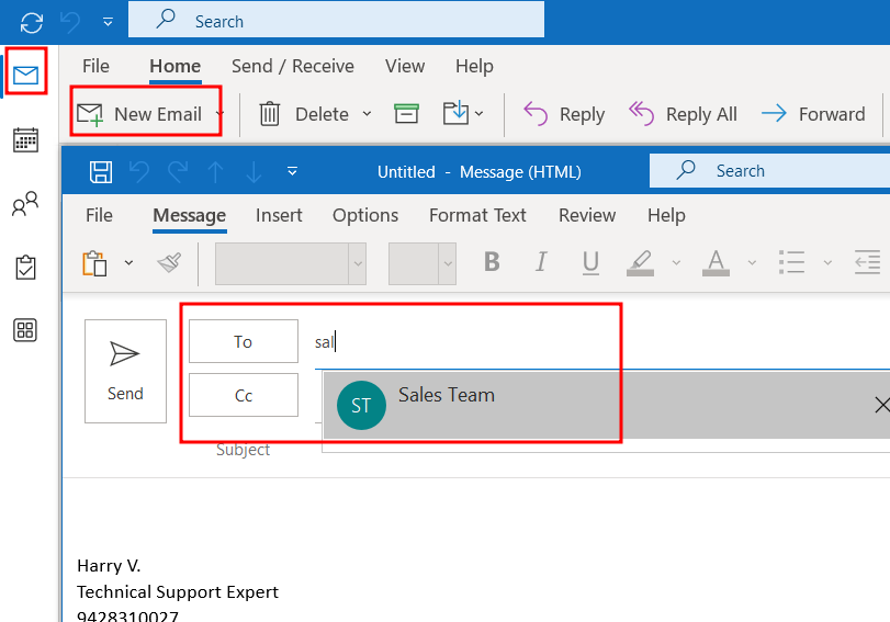 Outlook Group - Send Email