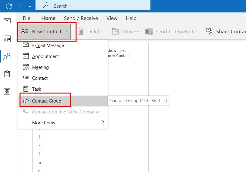 Outlook Group - Contact Group