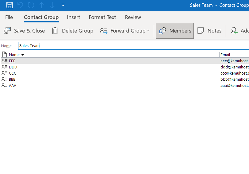 Outlook Group - Add Recipients