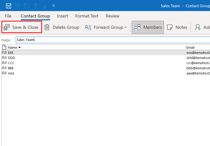 Outlook Group - Save the Group