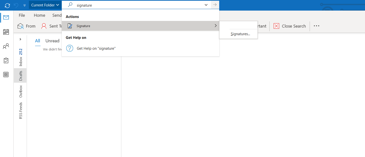 Outlook - search for Signature