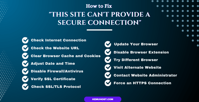 How to Fix this site cant provide a secure connection Error