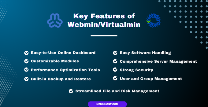 Features of Webmin and Virtualmin