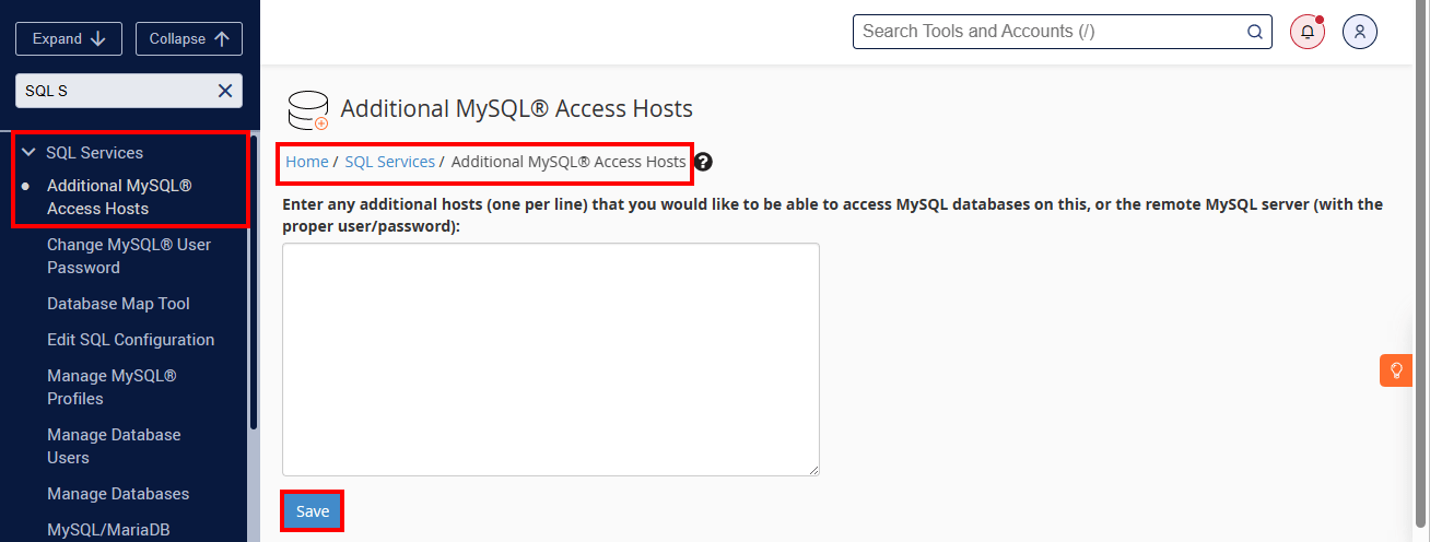 allow remote mysql from WHM server