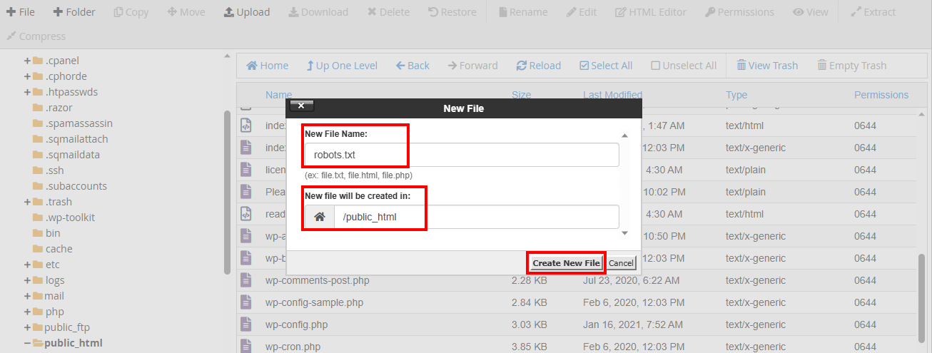 create cpanel file