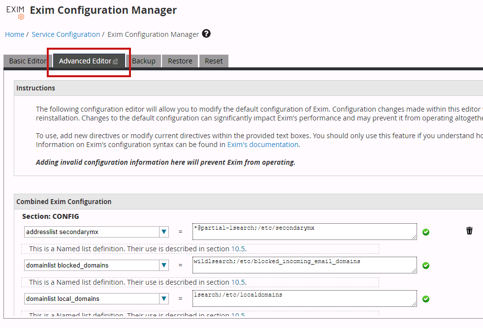 exim advance editor