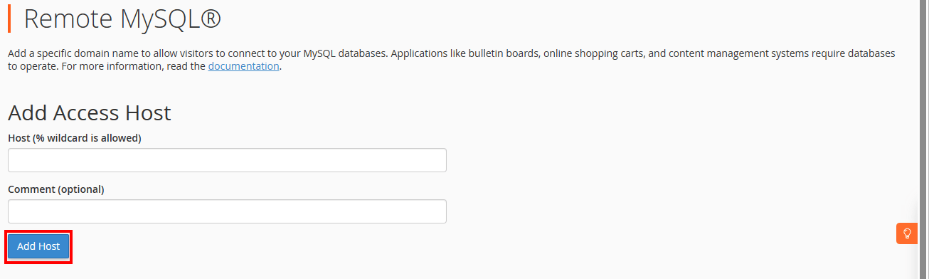 remote mysql from cpanel adding host