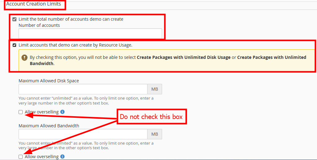 Reseller disk and bandwidt quota