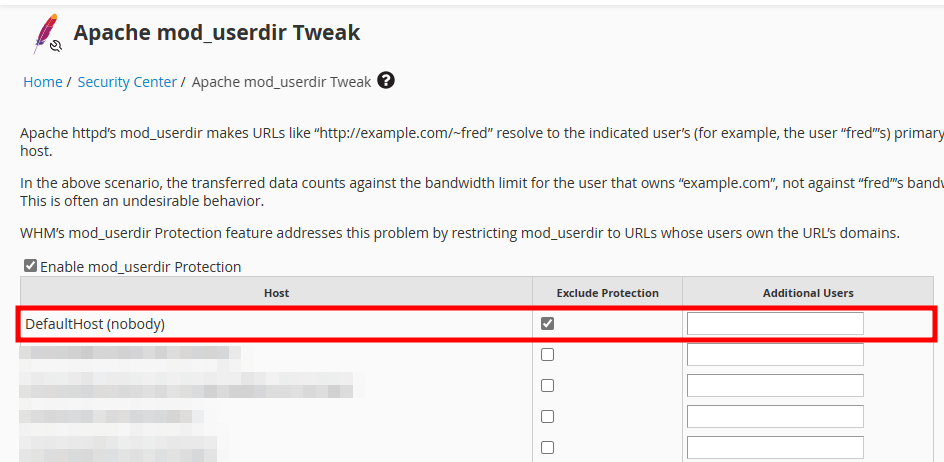 apache modusr defaulthost