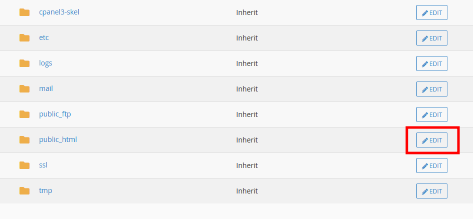 cpanel edit public_html