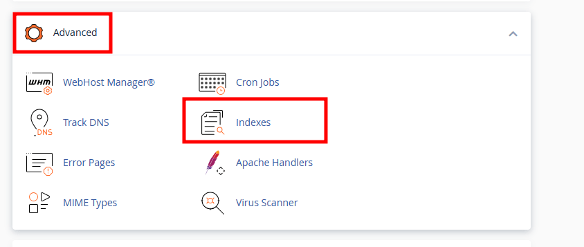 cpanel indexes