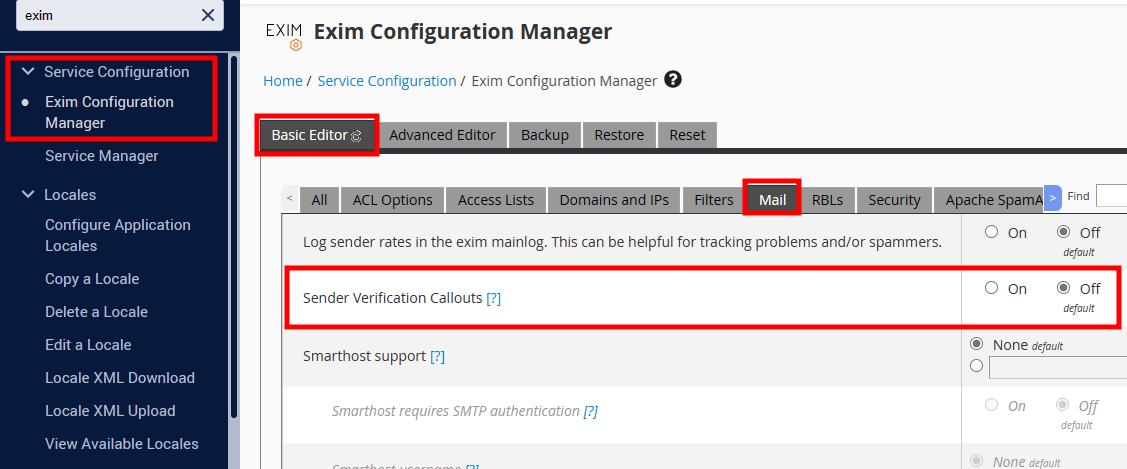 WHM Sender Verification Callouts