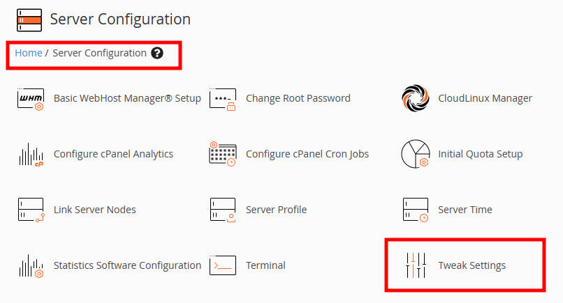 whm tweak settings