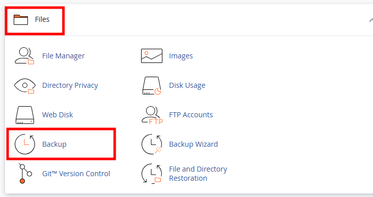 cpanel files backup