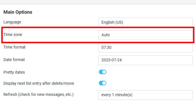 roundcube webmail timezone
