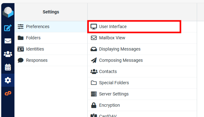 webmail user interface