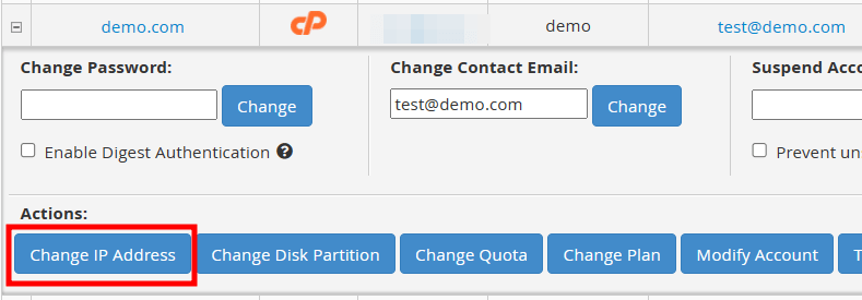 whm change IP address