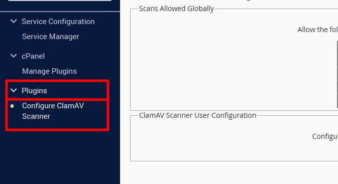 whm config clamav