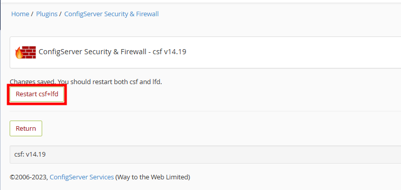 whm firewall restart