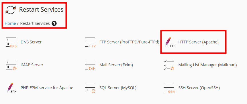 whm restart apache service