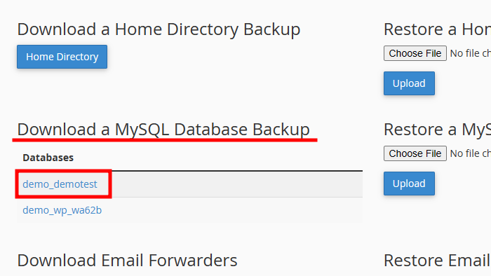 download mysql database backup