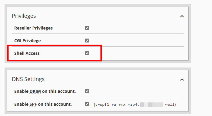 enable ssh for cpanel