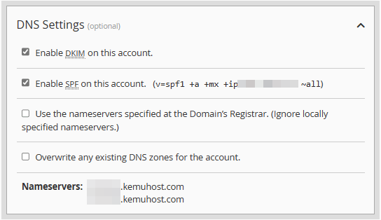 whm cpanel dns setting