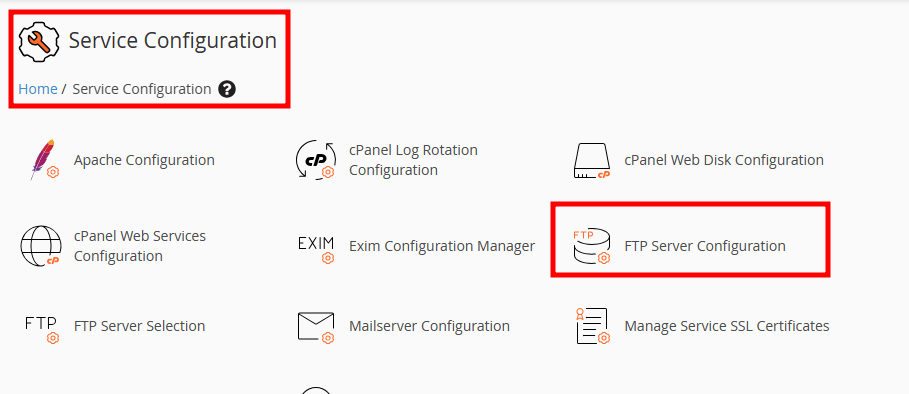 whm service configuration