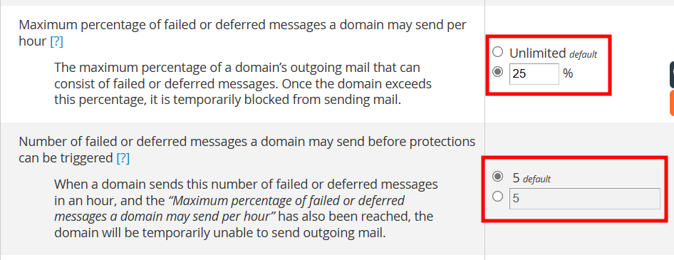 whm tweak max email defferred