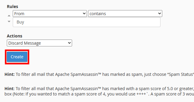 cpanel create global filter