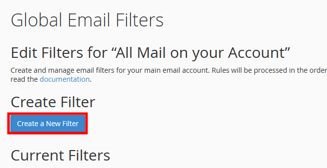 cpanel create new global filter