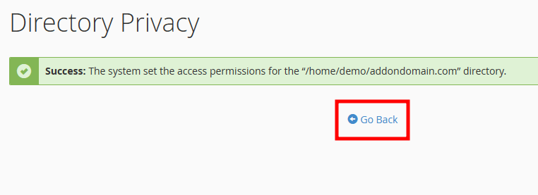 cpanel directory goback