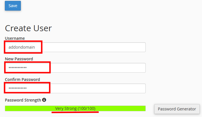 cpanel directory user credentials