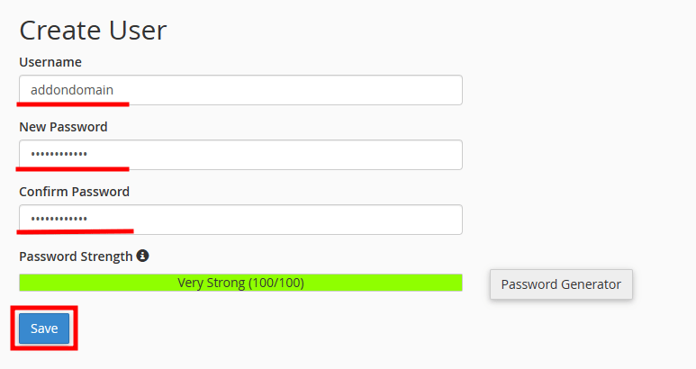 cpanel directory user save