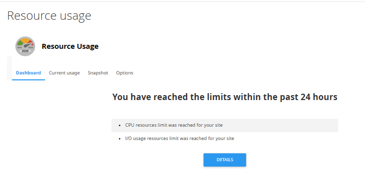 cpanel resource limit reached