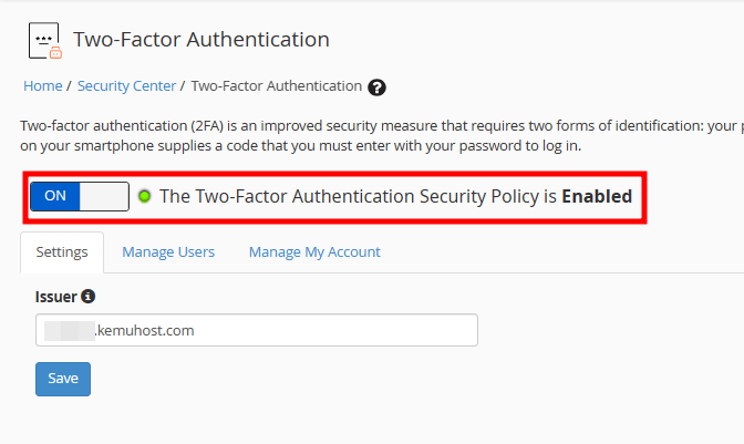 whm enable 2FA