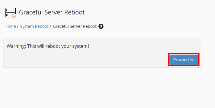 whm greceful reboot proceed