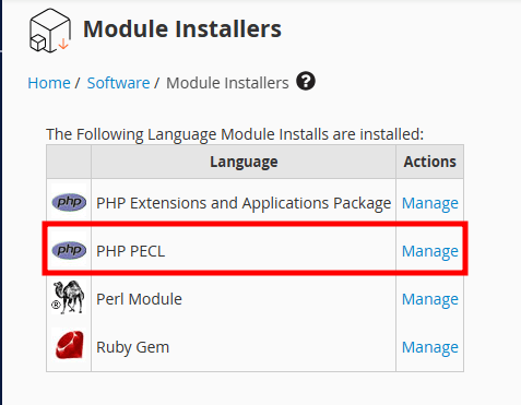 whm phppecl manage