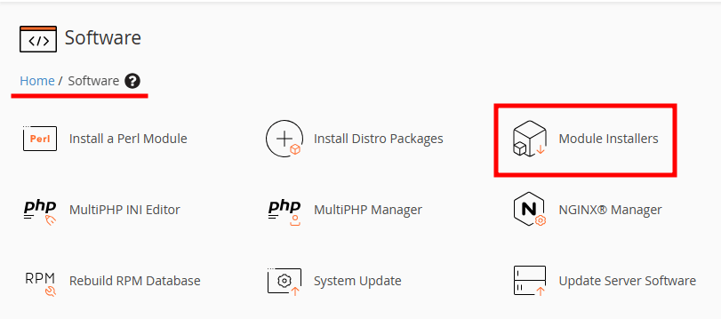 whm software module installer