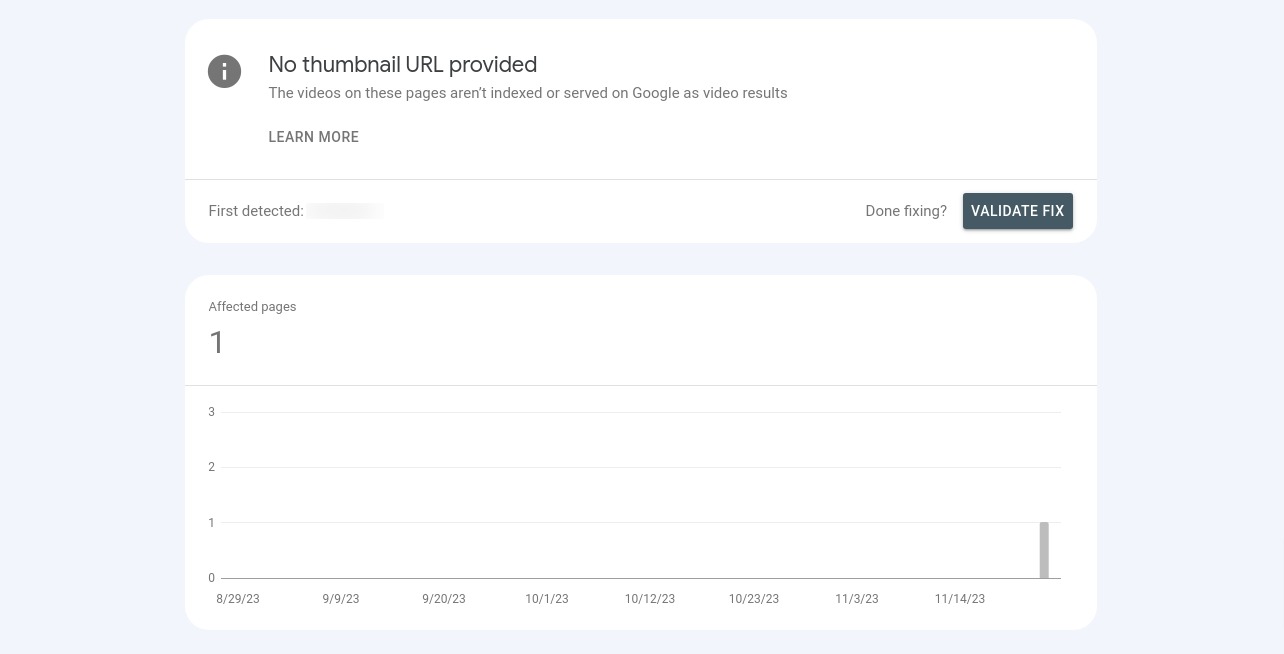 Google Search Console - Video Indexing Issue