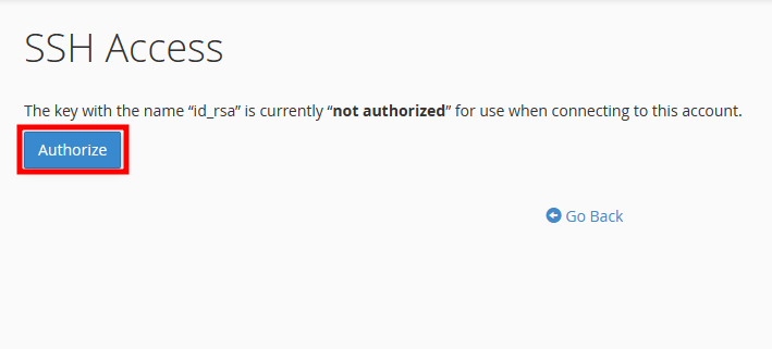 cpanel authorize key