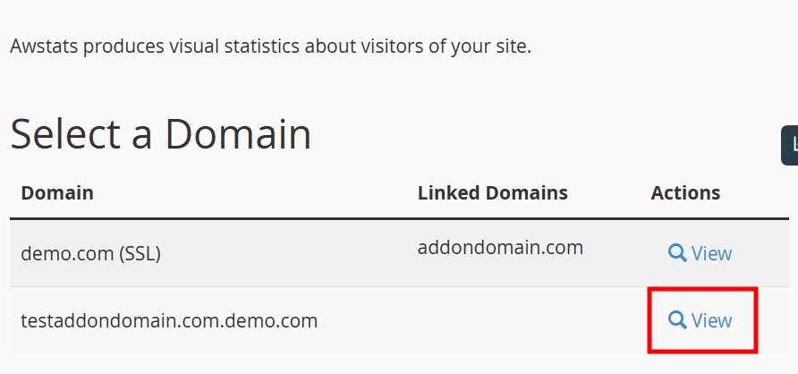 cpanel awstats view