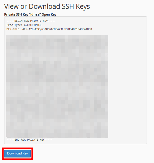 cpanel download key