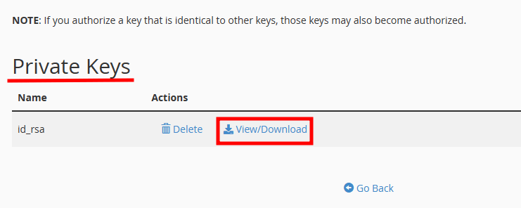 cpanel private key download