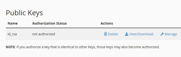 cpanel public key