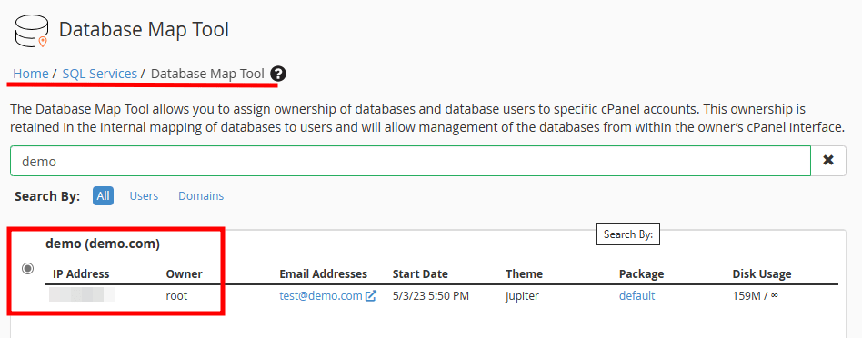 whm map tool select user